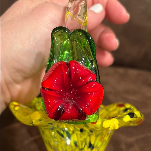 Glass Basket with Floral Accents EUC - Picture 8 of 9